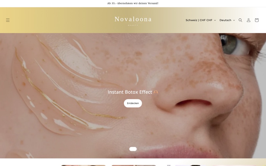 Startseite des Shops Novaloona